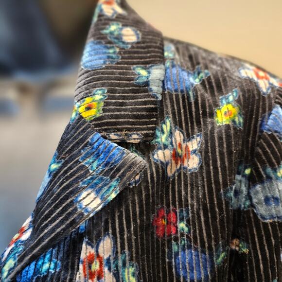 ett:twa Anthropologie Blooming Floral Velvet Blazer Womens Jacket Small Petite - Picture 3 of 10